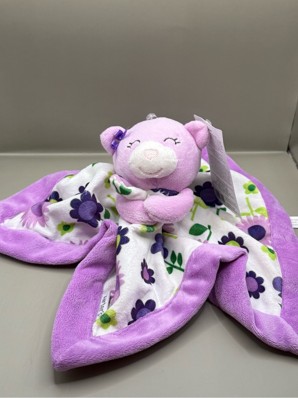 NWT Carters Purple Baby Bear Lovey Security Blanket Plush Soother Stuffed Animal